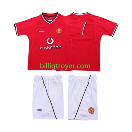 Billige Fotballdrakter Manchester United 2000 Barn Retro Hjemmedraktsett 2002 Kortermet